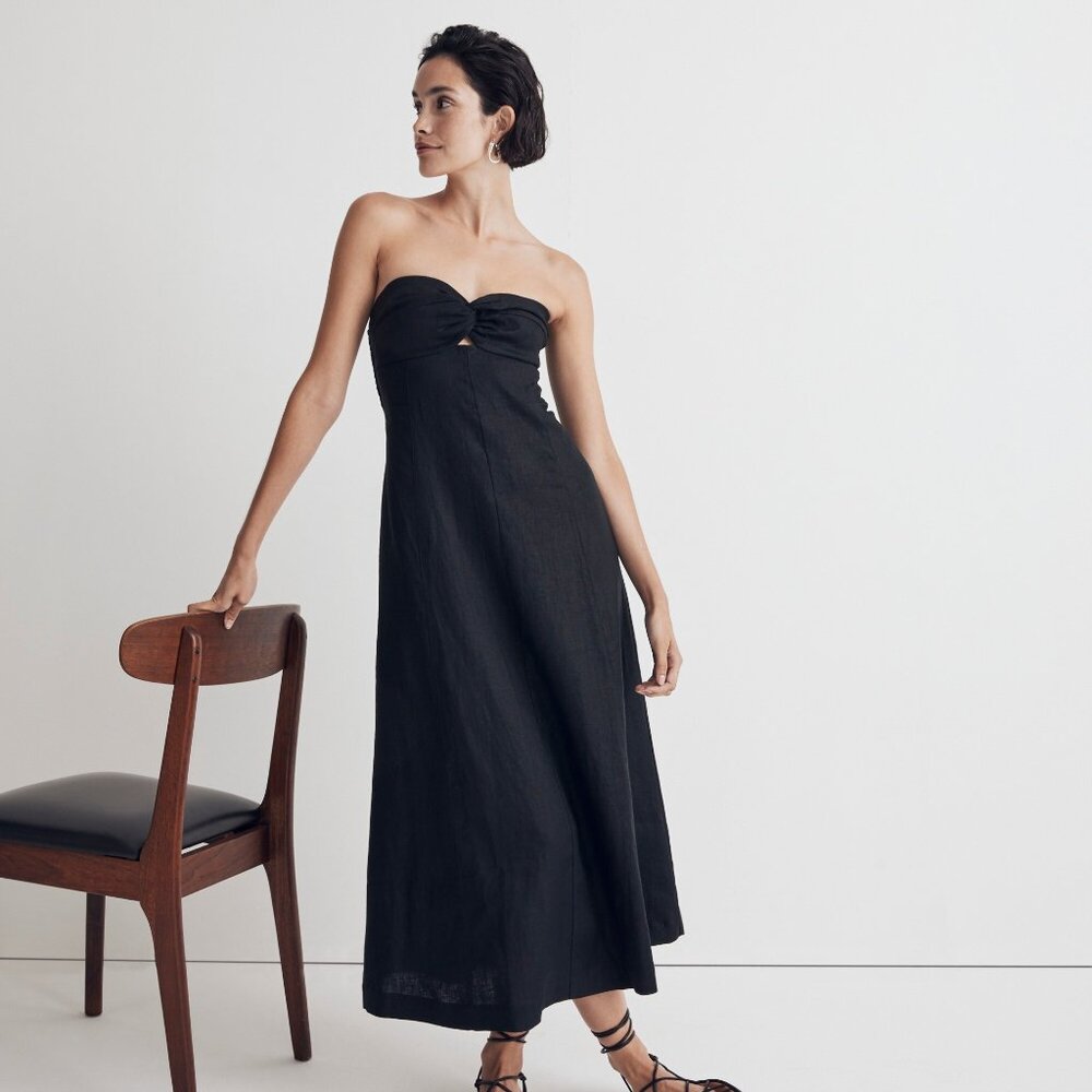 Madewell Black Strapless Midi Dress